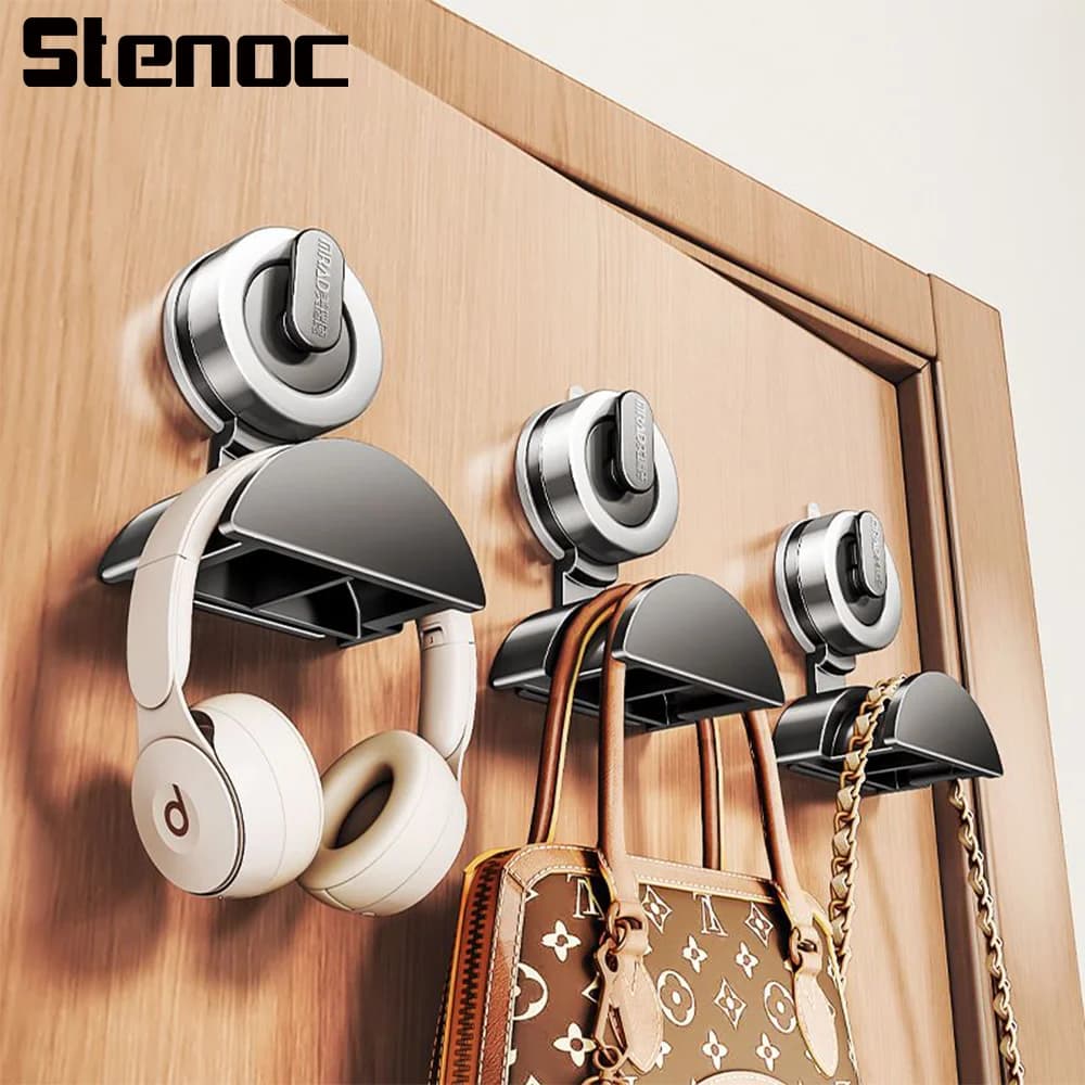 Suction Cup Door Hook Headphone Stand Headset Hanger For Over-Ear Bluetooth Earphone Storage Rack Removable Bag Hanger Hook