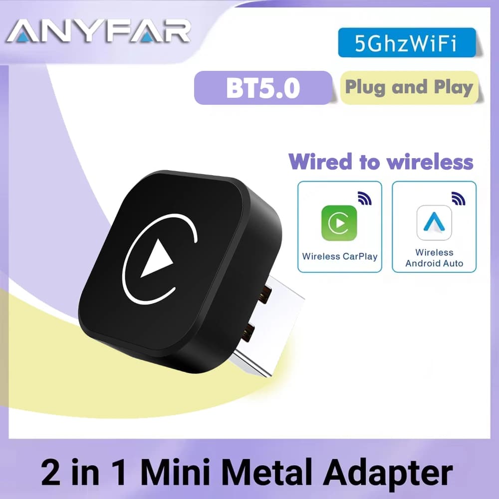 NEW 2in1 Wireless CarPlay AI Mini Android Auto Box Plug & Play Automatic connection compatible with 99% car radio