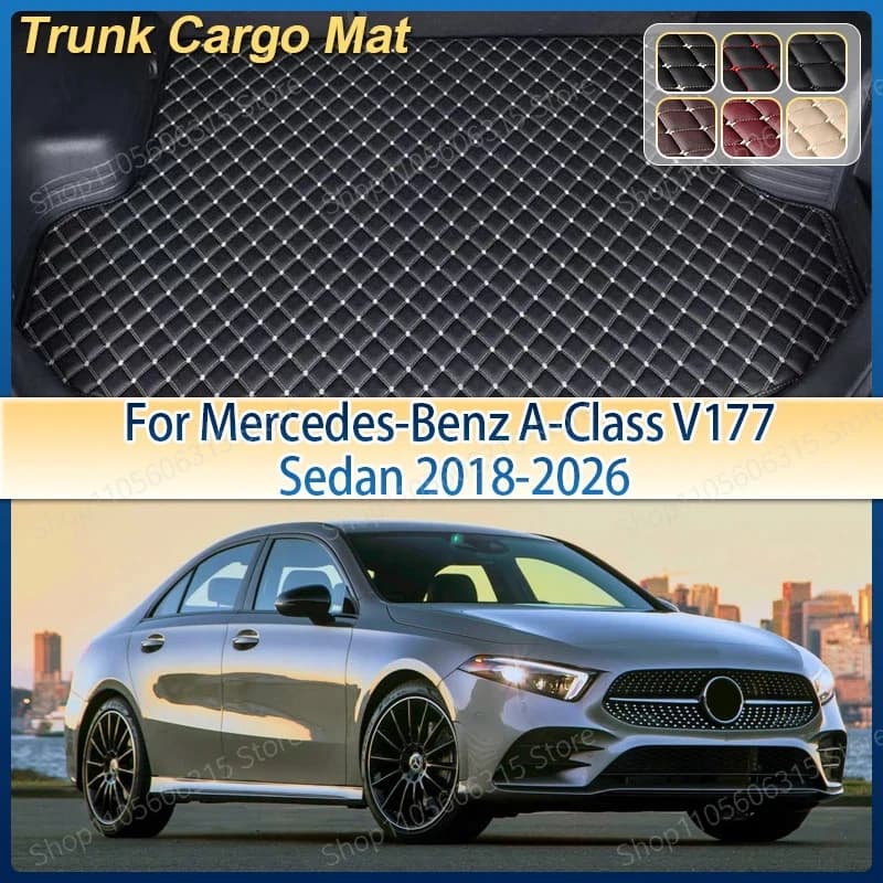 For Mercedes-Benz A-Class V177 Sedan 2018-2026 Leather Car Trunk Mat Anti-dirty Storage Pad Boot Rug Carpet Cushion Accessories