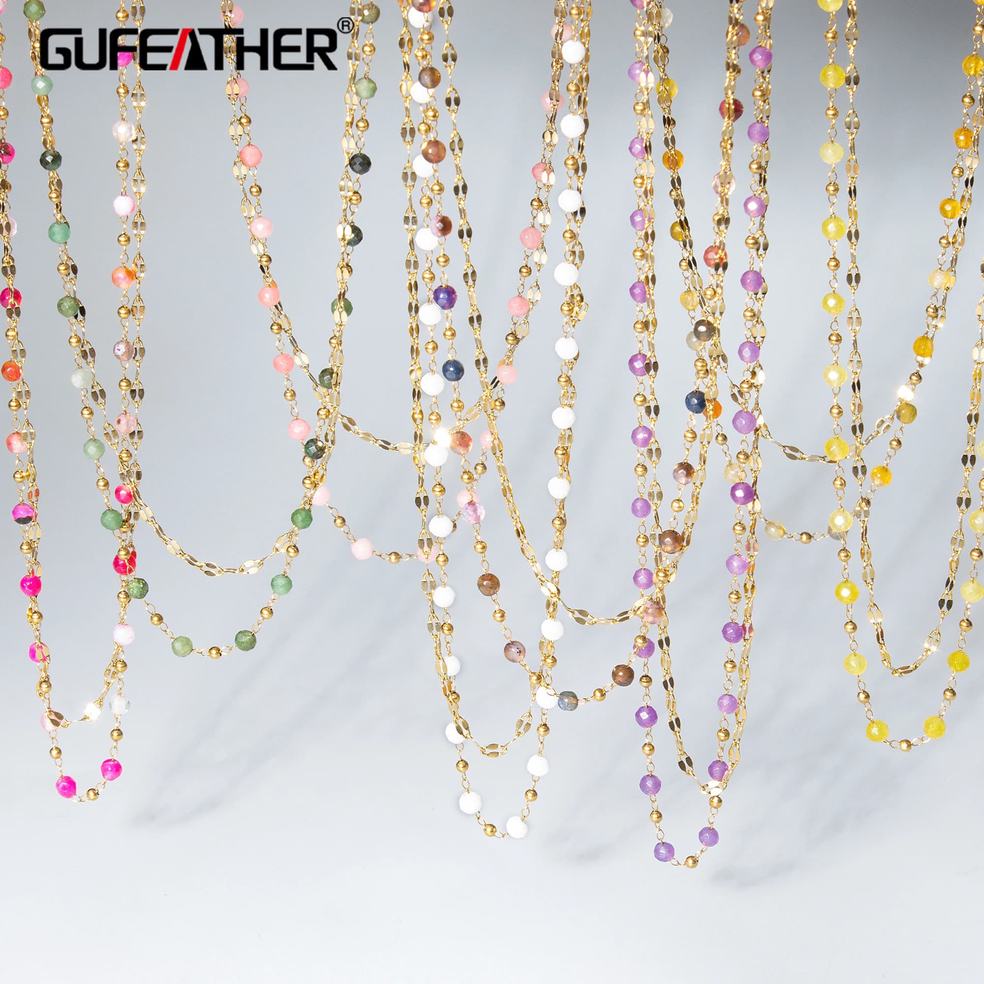 GUFEATHER, 1 pz/lotto, MH59, collana per donna, ciondoli, fatto a mano, placcato oro 18k, acciaio inossidabile, pietra naturale, gioielli di moda