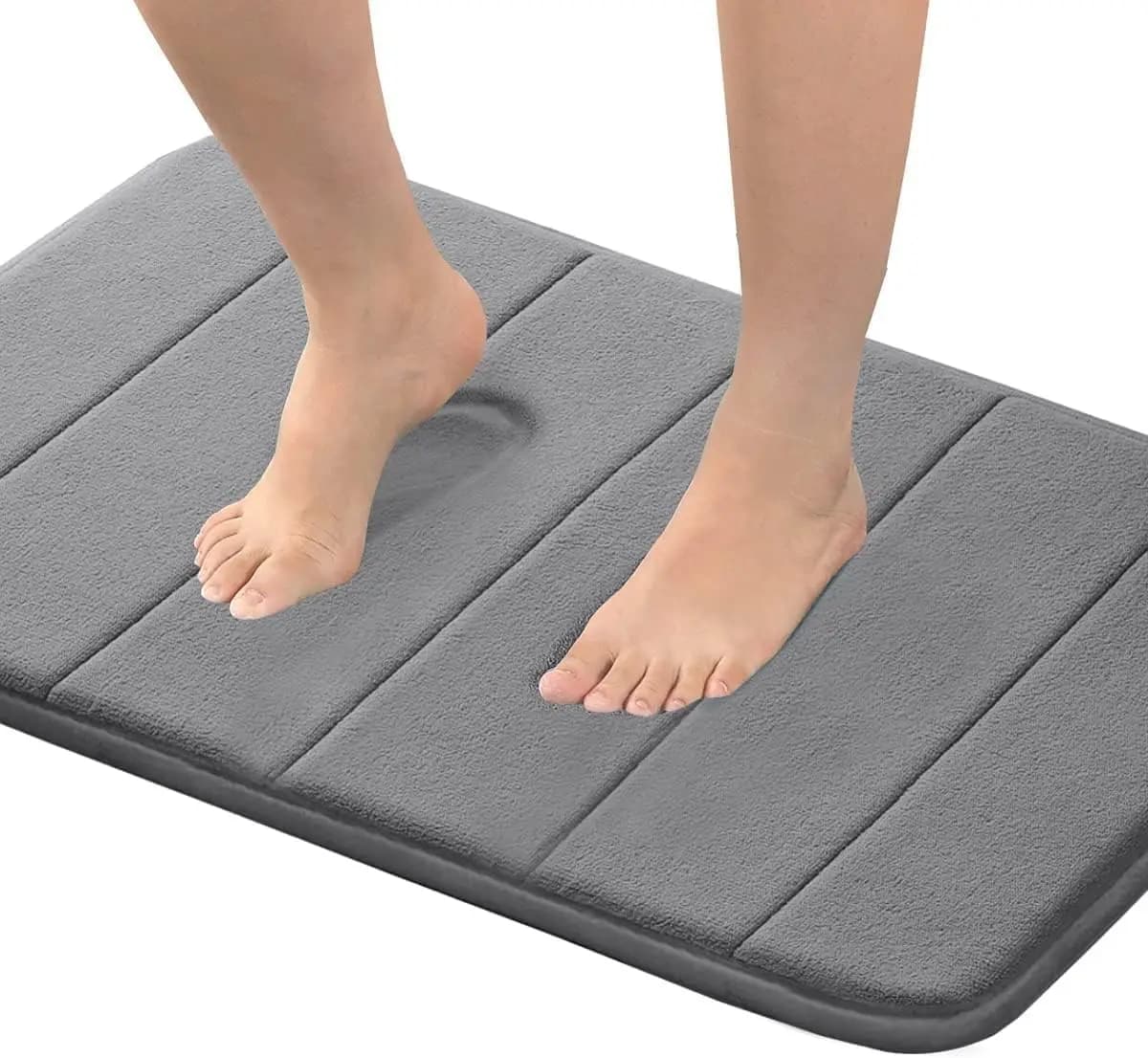 Tappetino da Bagno Antiscivolo in Memory Foam, Morbido Tappeto Doccia ad Asciugatura Rapida, Grigio 24x17 Pollici