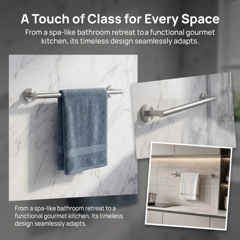 Durable Stainless Steel Towel Rack Brushed Finish Wall Mounted Towel Bar Space Saving Modern Towel Holder Home Decor