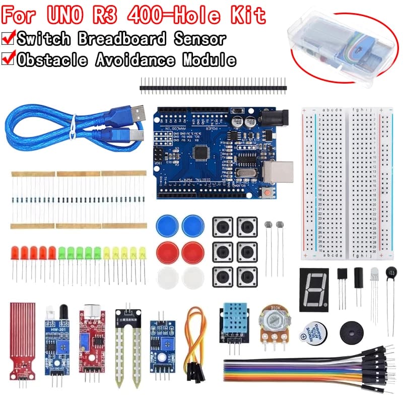 Kit iniziale base per Arduino Uno Set R3 Kit fai da te - Scheda R3/breadboard + scatola al dettaglio