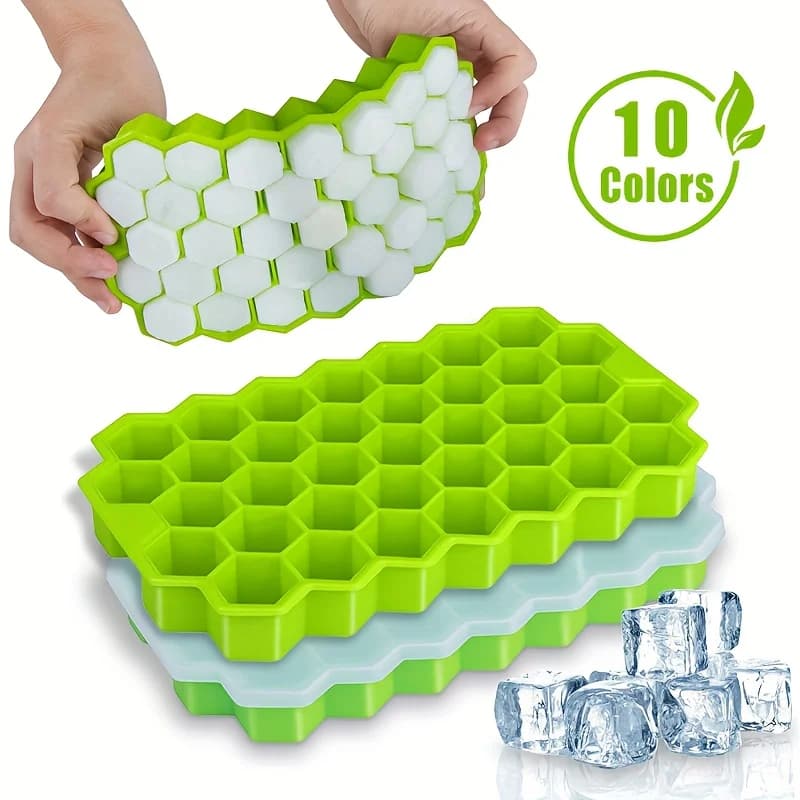 Vassoio per cubetti di ghiaccio esagonale da 4 pezzi 37 celle - Stampo in silicone a rilascio facile per whisky, cocktail, bar di casa