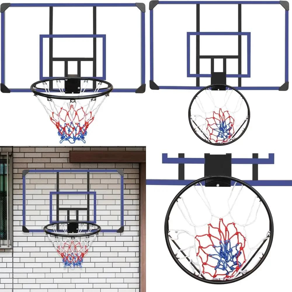Durable basketball barrel for indoor and outdoor with back panel 45x29, folding frame and mesh for all seasons