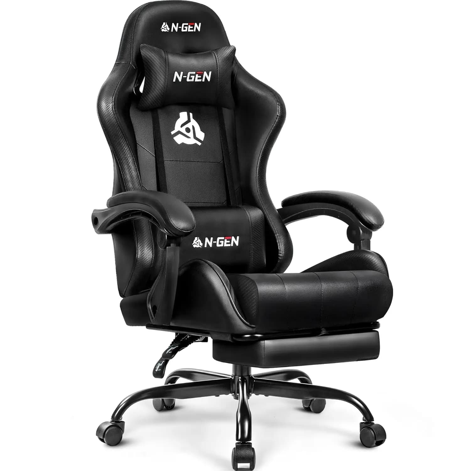 Sedia da Gaming Ergonomica con Schienale Alto, Poggiapiedi, Supporto Lombare, Reclinabile, Regolabile in Altezza, in Pelle, per Ufficio e Casa, Personalizzabile
