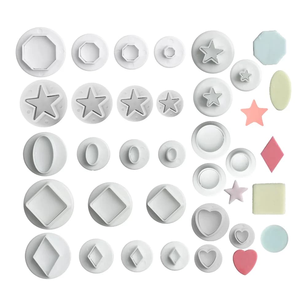Multi Pattern Geometry Shape Cookie Stamp DIY Baking Cookie Molds Set Star,Round,Heart,Square Shape Cookie Molds Set
