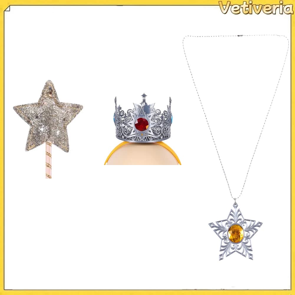 Bacchetta Magica Rosalina, Corona da Principessa, Fascia per Capelli, Cappello, Collana con Fiocchi di Neve, Accessori in Plastica per Costume da Donna per Carnevale e Cosplay