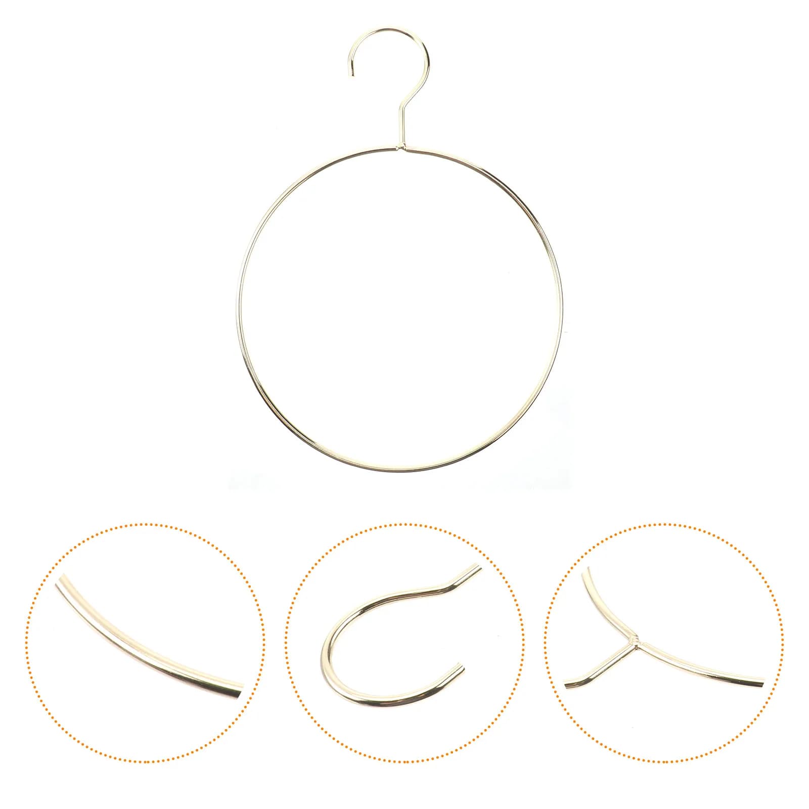 Round Golden Metal Hangers Rack Heavy Duty Clothes Organizer for Bedroom Closet Scarf Bikini Belt Loop Space Saver