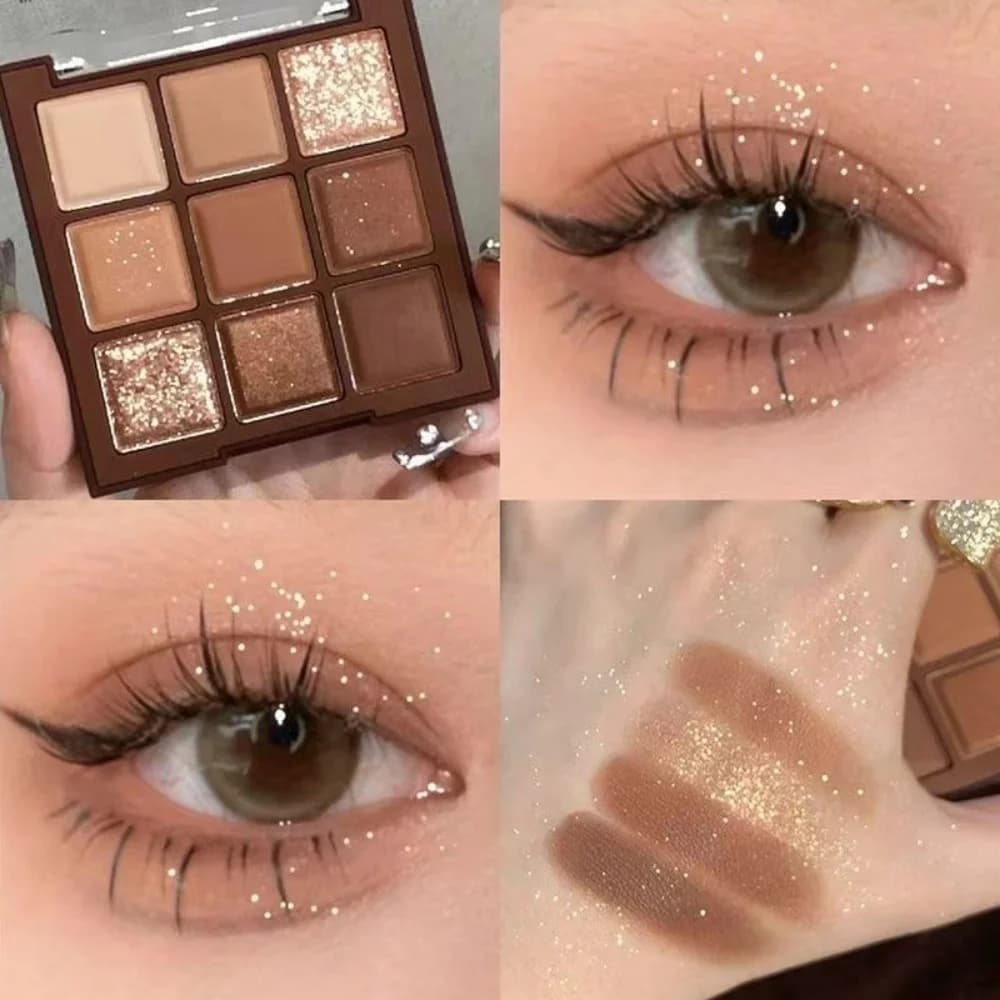 Luxury 7-9 Color Opaque Shade Palettes Low Saturation, High Color Value, Flash Effect, Durable and Waterproof, Brown Naked Kiss