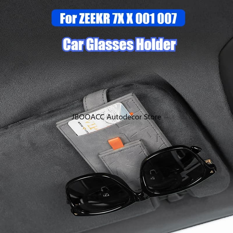 Per ZEEKR 7X 001 007X2024 2025 Clip per occhiali Porta occhiali da sole per auto Scatola di immagazzinaggio in pelle scamosciata Custodia per occhiali per auto Accessori interni
