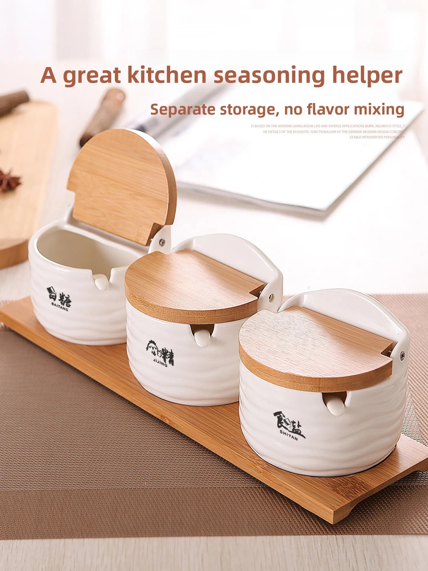 Creative Set of Ceramic Bars for Spices, Container for Sale, Suitable for Home Use and Lunch Table, 3 Pieces Kit