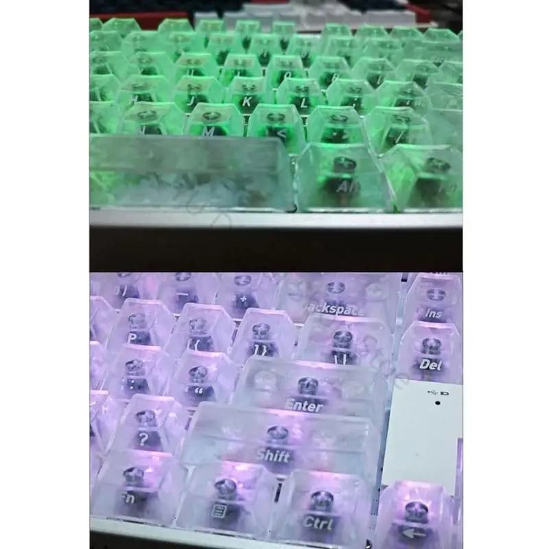 96BA Low-Light Typing Carbon Fiber Texture Keycap Set for Mechanical Keyboards, OEM Profile, Side Print Text, 140-Key Layout