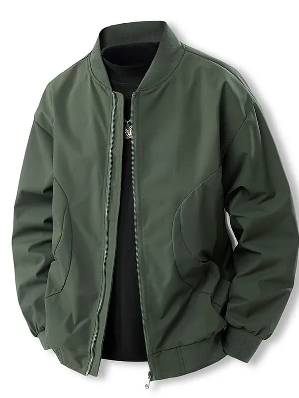 Casual Style Men's Jacket Spring Autumn Loose Fit Pilot Fashionable Baseball Style Coat Polyester Fiber Long Sleeve Zipper Cl...