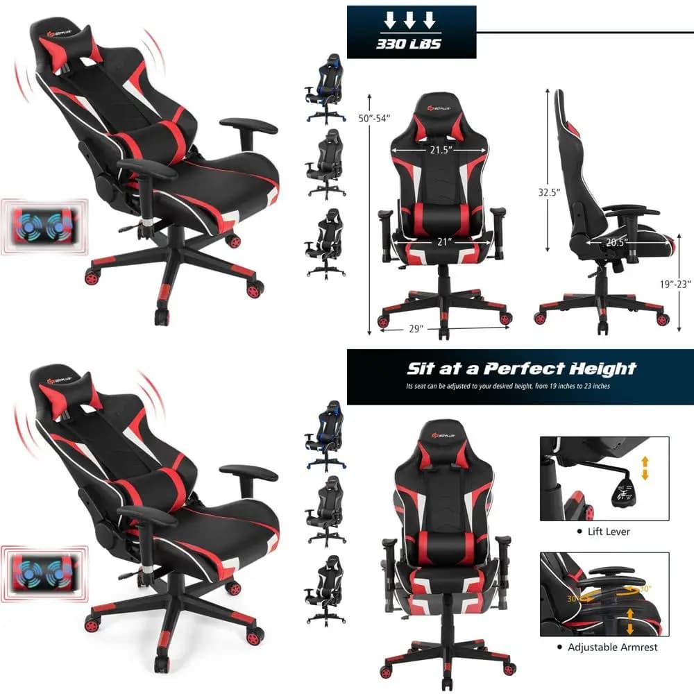 Sedia da Gaming Ergonomica in Pelle PU con Schienale Alto, Braccioli Regolabili e Funzione Girevole Reclinabile