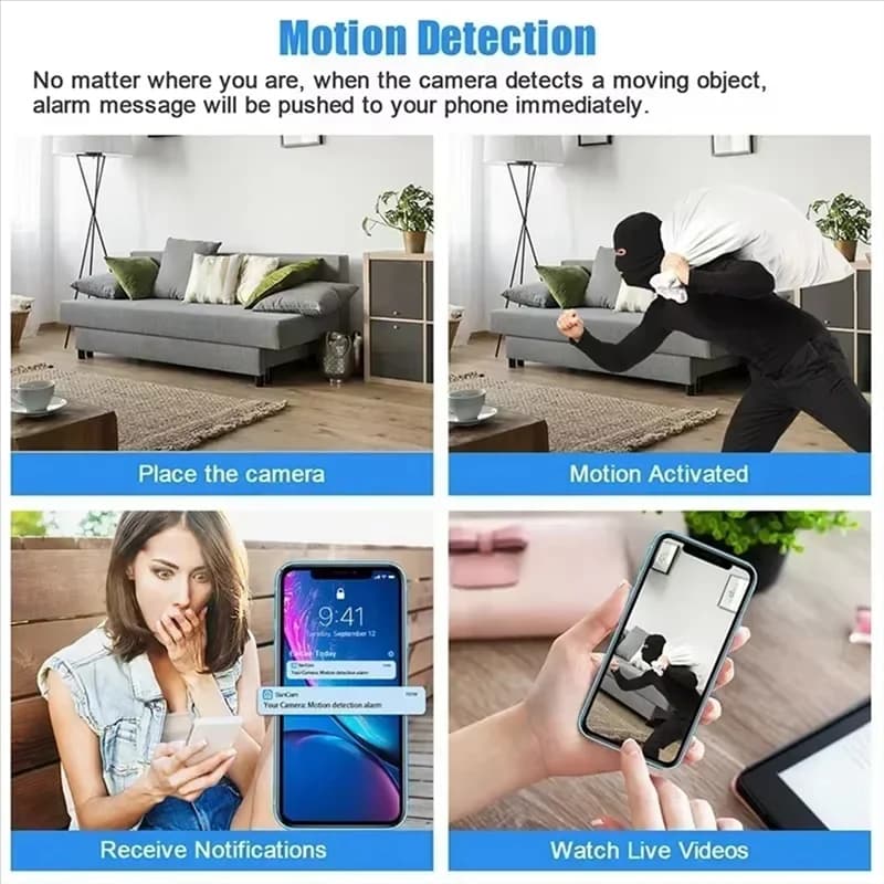 【B89E】Visione notturna IR Rilevazione movimento Mini telecamera Wifi 4K HD Videocamera per casa intelligente Telecamera di sicurezza wireless