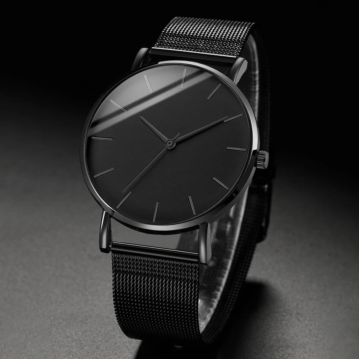 Orologi da uomo d'affari alla moda Orologio al quarzo con cintura in maglia di acciaio inossidabile ultra sottile