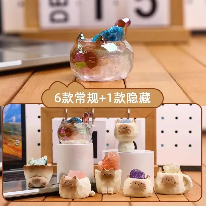 Gatto Gioca Serie di cristalli Scatola cieca Gioco di moda Simpatiche mini figure Ornamenti per il desktop Bambole Scatola misteriosa Ragazza Regali per bambini Giocattolo