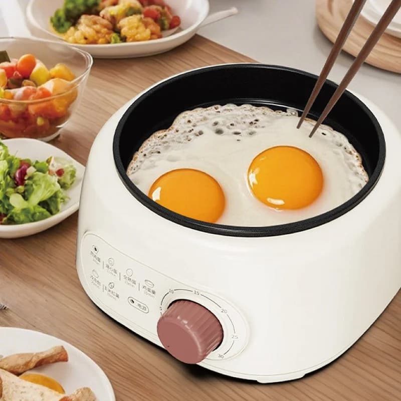 Cuocitore per Uova Smart da 3L in Acciaio Inox 304, Vaporiera Elettrica a Doppio Strato, Padella Antiaderente Multifunzione per Cucina