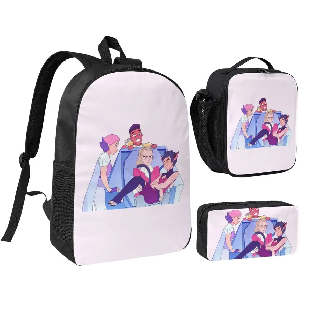 Best Friend Squad She-Ra And The Princesses Zaino Borsa per libri Borsa per la scuola Borsa per laptop Borse a tracolla 3 pezzi Borsa termica per il pranzo Astuccio per matite