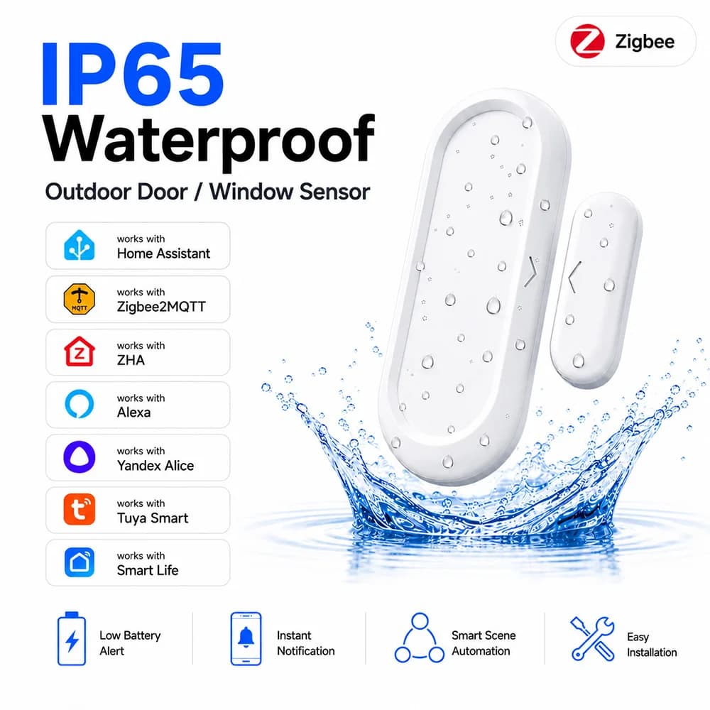 Door Window Sensor Zigbee 3.0 Contact Sensor Zigbee Gateway Required Smart Home Work with Alexa Zigbee2MQTT ZHA