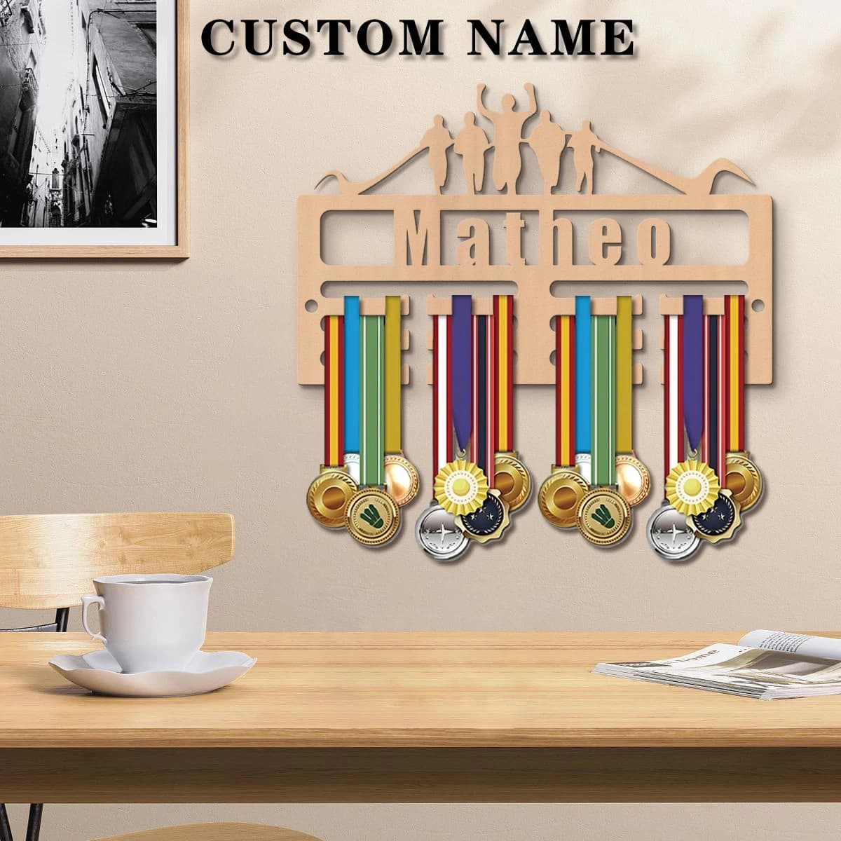 1 Piece Custom Medals in Wood, Custom Medals Display for Athletes, Ideal Gift for Family and Friends