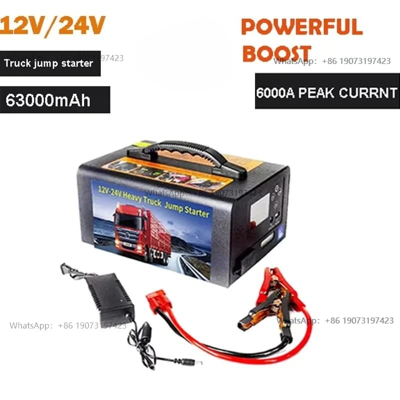 Avviatore di Emergenza Portatile 12V 24V, Power Bank per Auto e Camion, Strumento di Emergenza per Avviamento Batteria
