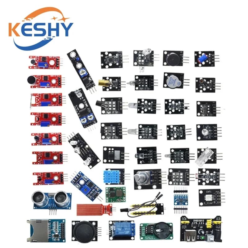 Sensor Modules 45 in 1 Initial 16-type kit for Arduino Raspberry Pi, better than 37 in 1 with DIY box UNO R3 MEGA2560