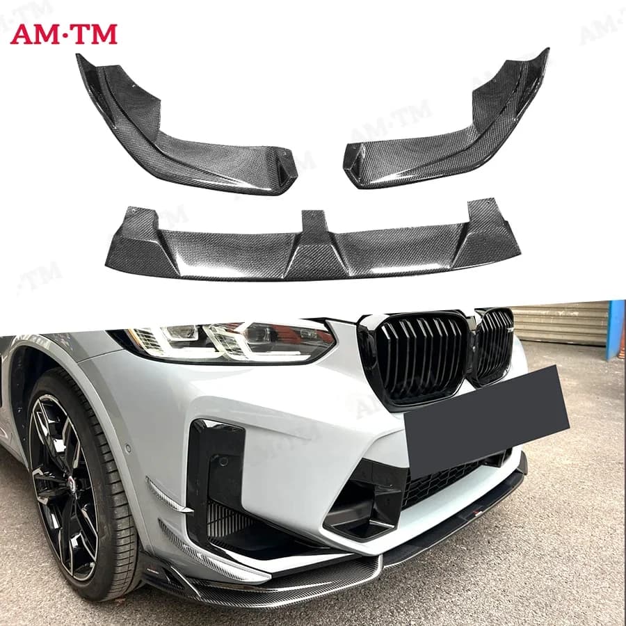 For BMW X3M F97 X4M F98 2022+ Carbon Fiber Car Front Bumper Diverter Spoiler Diffuser Front lip chin Upgrade body kit