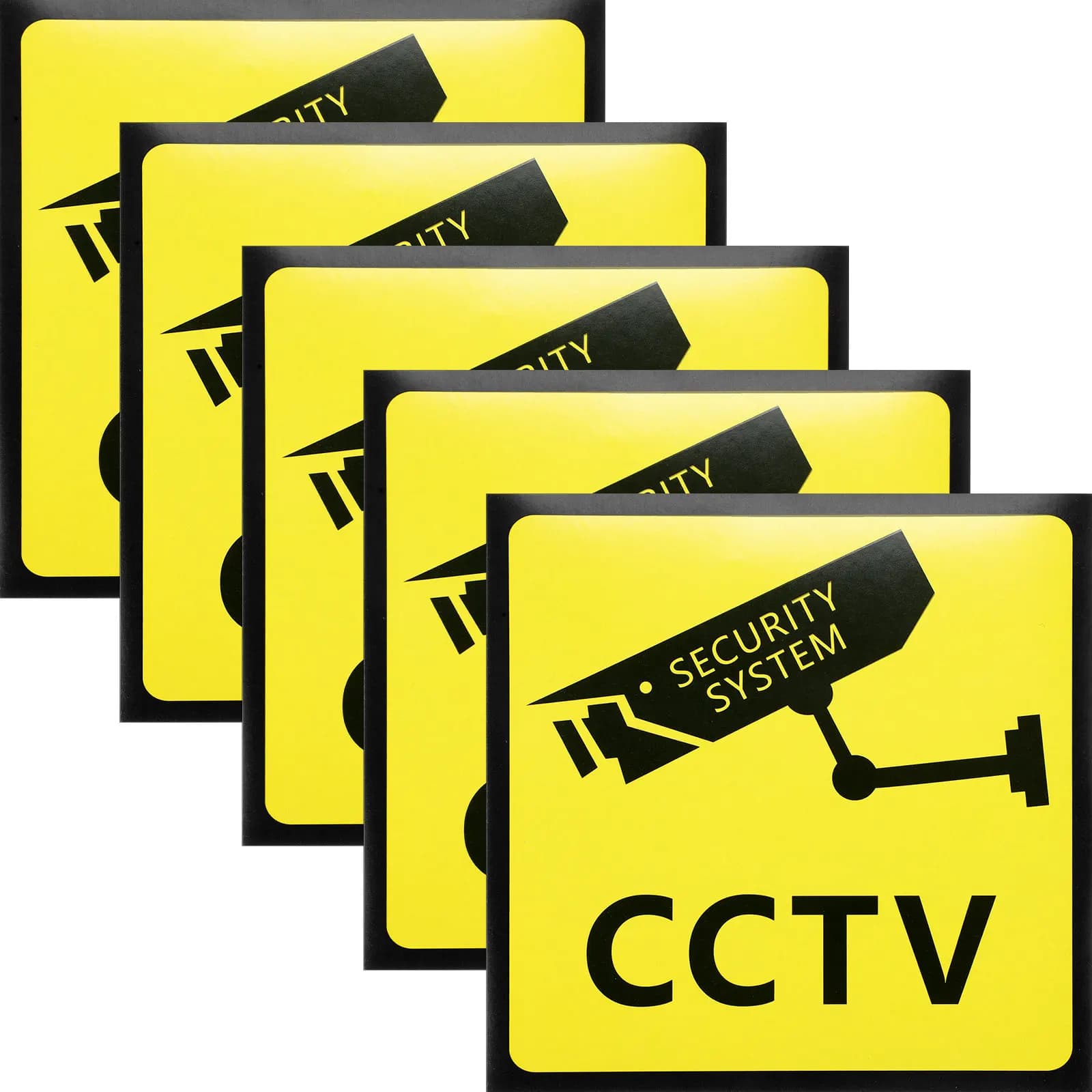 5 Pezzi Adesivi di Avvertimento per Telecamere di Sicurezza, Resistenti alle Intemperie, Alta Visibilità, per Porte, Muri, Vetri, Videosorveglianza CCTV