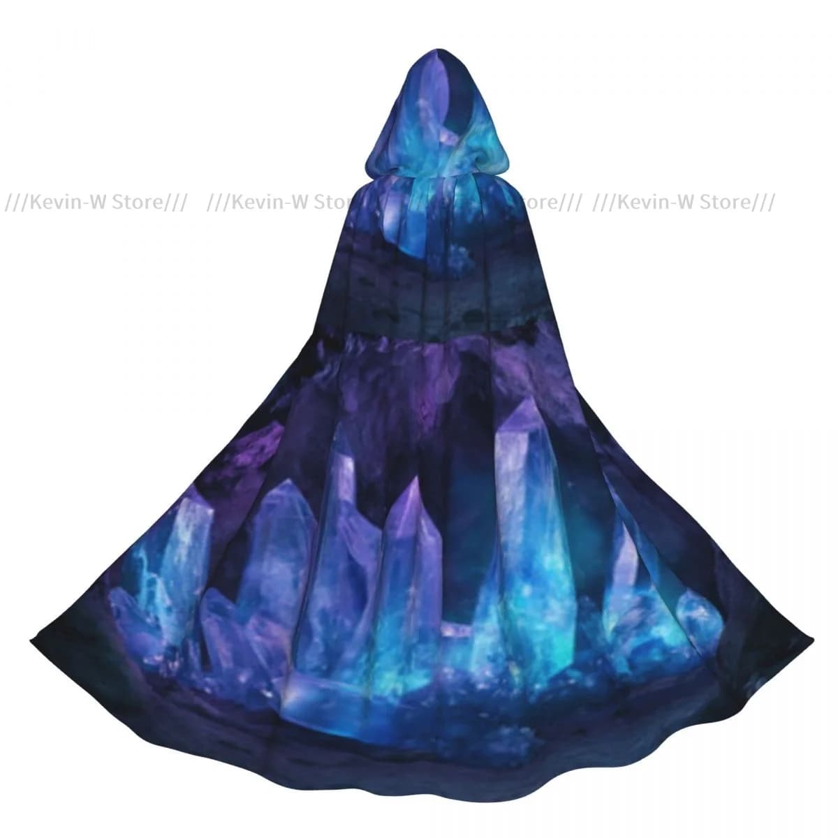 Mantello per adulti Mantello con cappuccio Cristallo magico Ametista nella foresta Costume medievale Strega Wicca Vampiro Elfo Purim Festa di carnevale