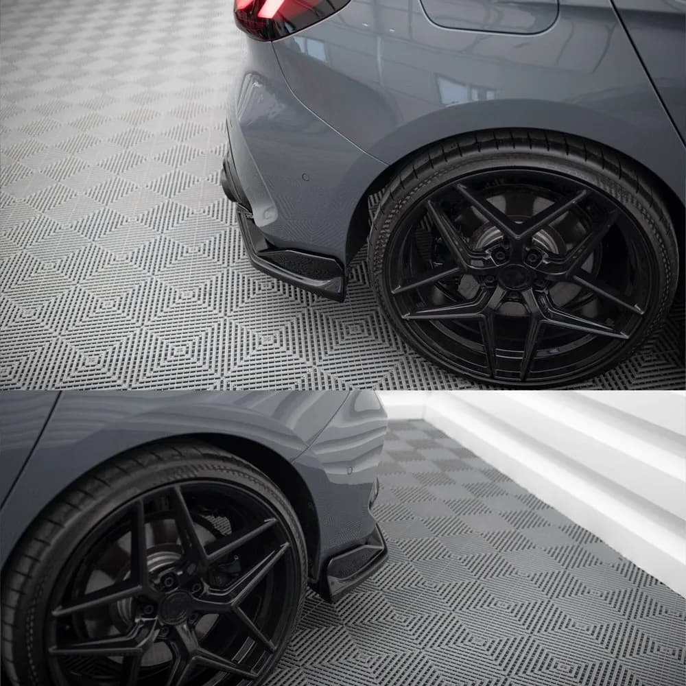Maxton Style Tuning Kit for BMW F40 M Pack M135i 128ti 2019-2024, Lateral Splitter Rear, Diffuser, Black Polished Angle Protection