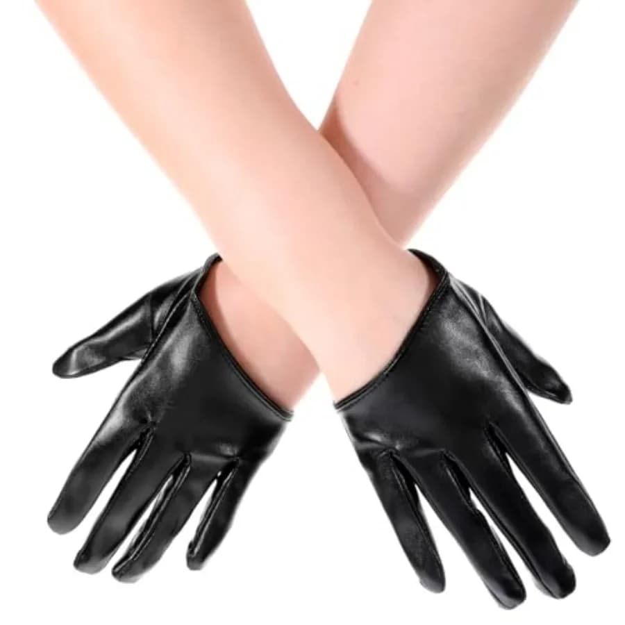 PU Leather Gloves for Women Dancing Black Leather Gloves Half Palm Punk Gothic Glove Mittens Steampunk Retro Punk Biker Glove