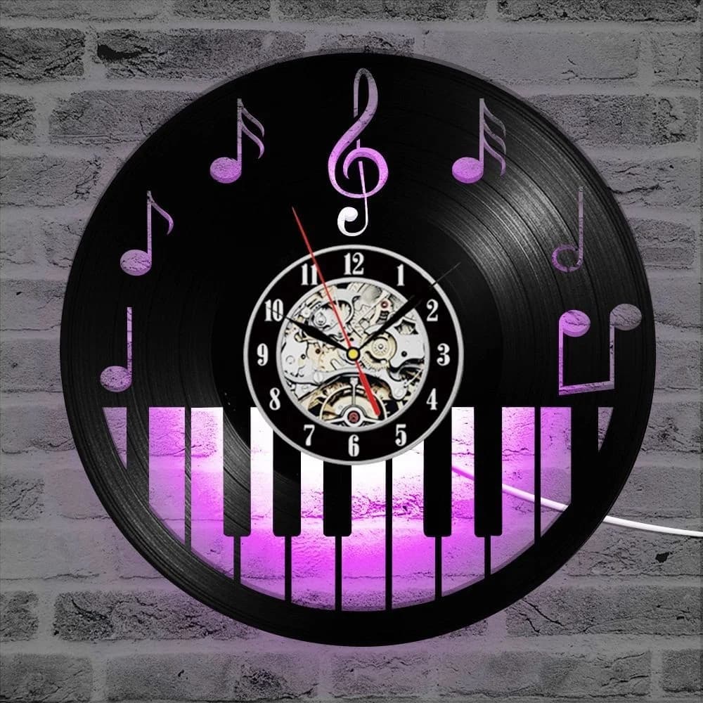 ZK50 Musical instruments Wall clock for piano musical notes melody big piano score music vinyl record watch piano musician gift