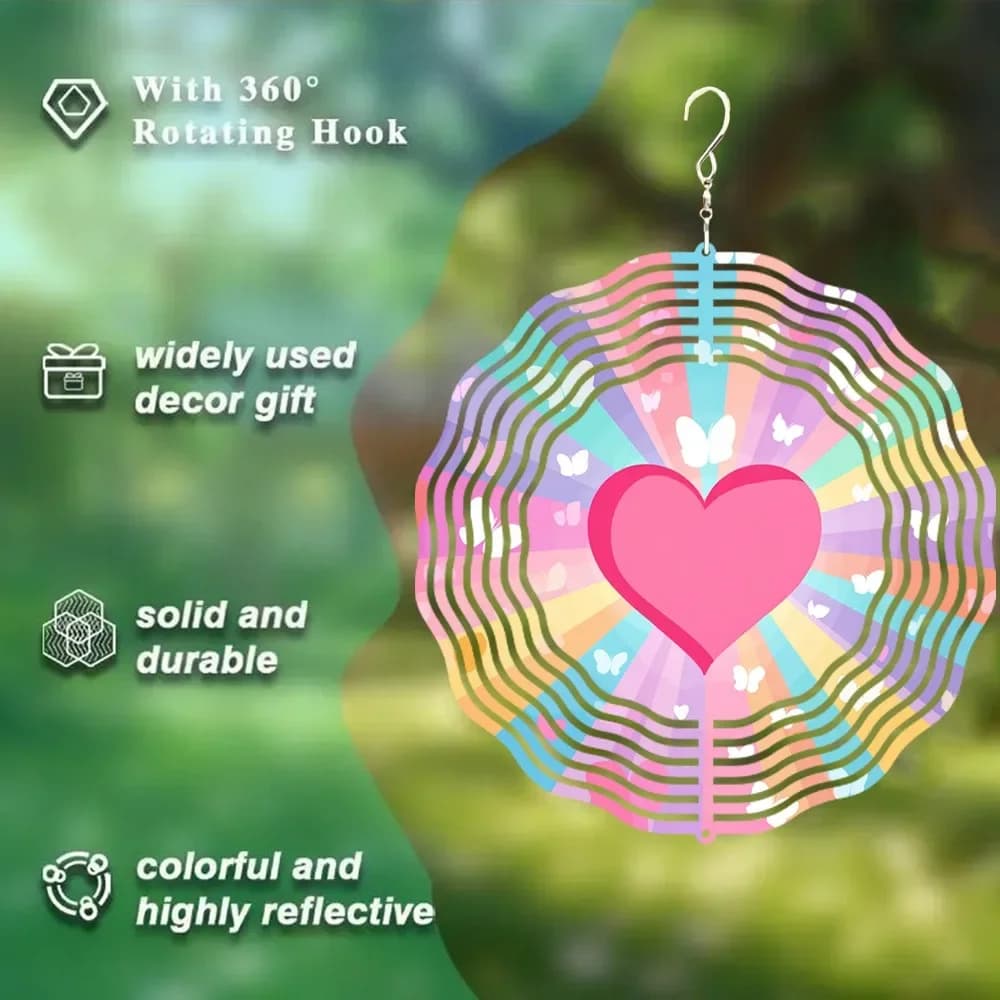 3D Butterfly Wind Chime Spinning Garden Decor Outdoor Rotating Ornament Gift for Mom Women Valentine Mother Day