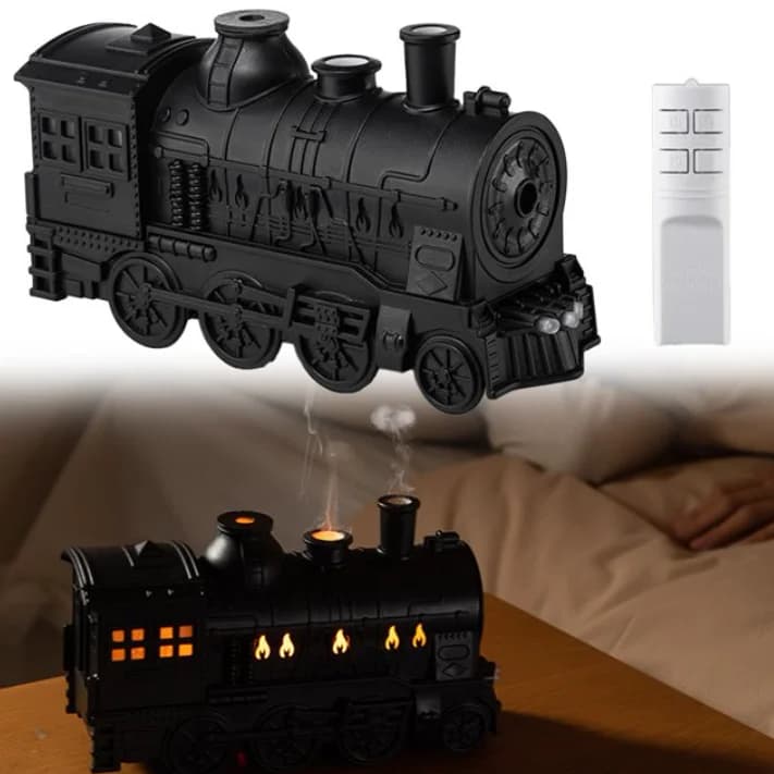 300ML Small Train Quiet Ultrasonic EssentialOil Diffuser Aromatherapy Humidifier Remote Control Home Office Bedroom Air Purifier