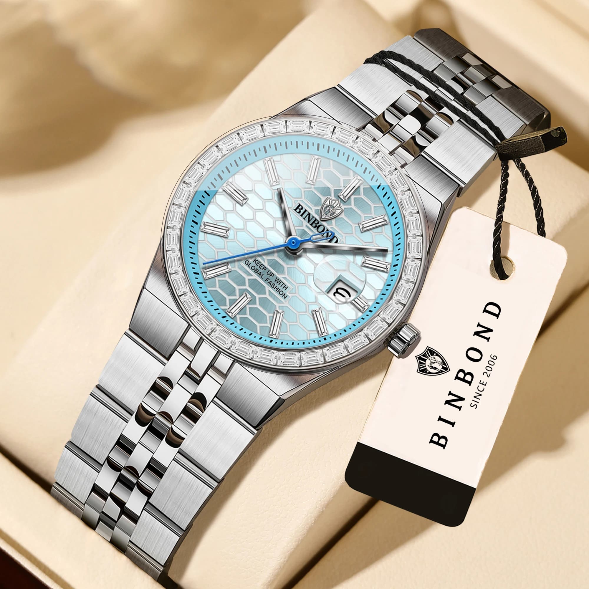 Orologi da polso BINBOND da donna, casual, al quarzo, precisi, di lusso, impermeabili, robusti, con data automatica, orologi da donna alla moda.