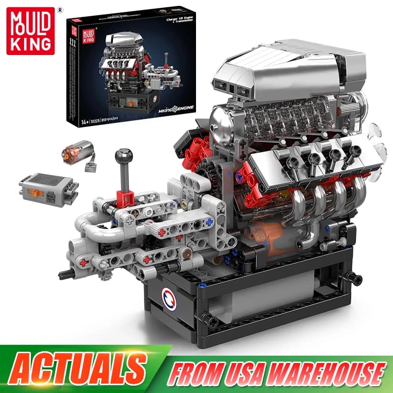 Mould King 10225 Motore tecnico Giocattoli Il motore per auto motorizzato V8 Building Block Assembly Motore Set di mattoni Regalo di Natale per bambini