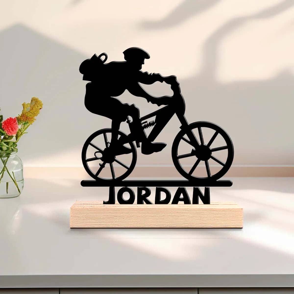 1pc Interesting Desktop Metal Statues Custom Name Equipped with A Wooden Base Modern Rural Home Desktop Decorations