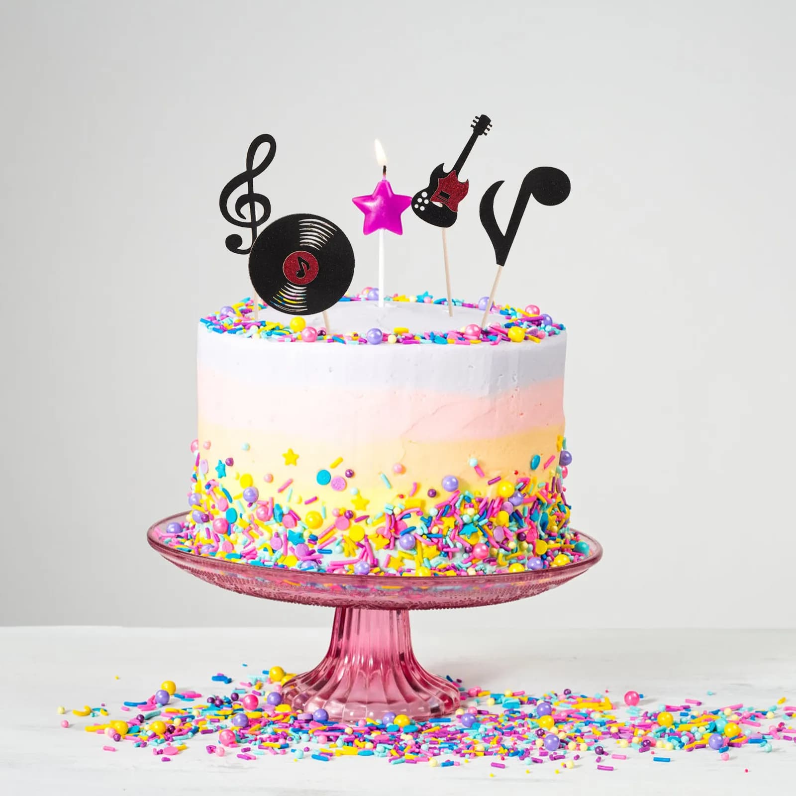 24 Pezzi Decorazioni per Torte a Tema Musicale, Topper per Cupcake a Forma di Chitarra e Disco in Vinile, Accessori per Dessert per Feste Rock and Roll