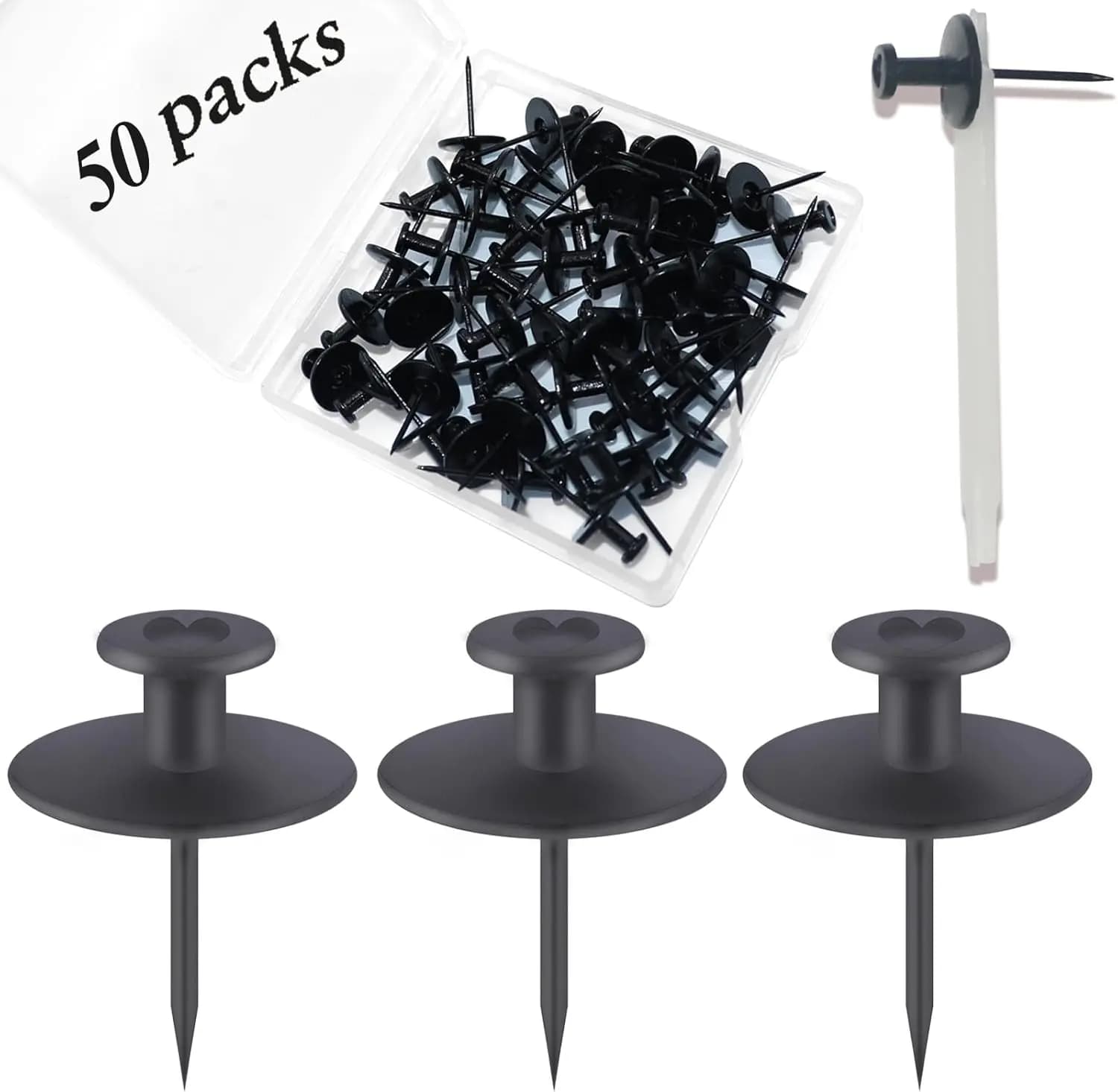 50 PCS Push Pins Picture Hangers Wall Hooks, Double Headed Thumb Tacks for Wall Hangings, Renter Friendly Decor for Drywall Cork