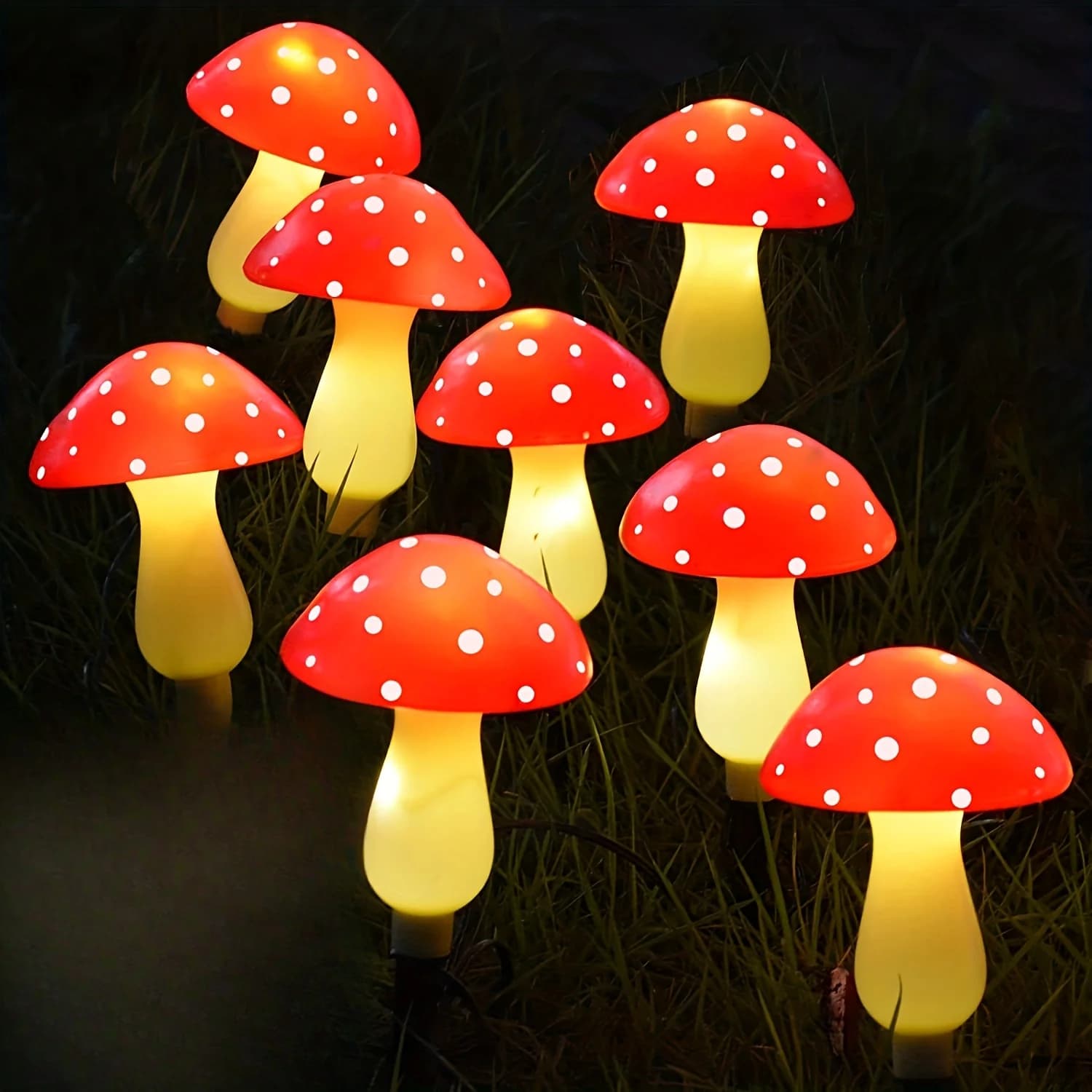 Luce Solare a Forma di Fungo per Esterni, Impermeabile, LED, Stringa di Luci Fatate per Giardino, Patio, Balcone, Cortile, Casa