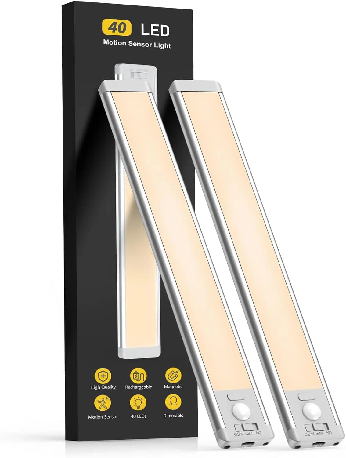 Luci con Sensore di Movimento Ricaricabili da 10 Pollici, Set da 2 Illuminazioni Magnetiche Dimmerabili Sottopensile per Cucina