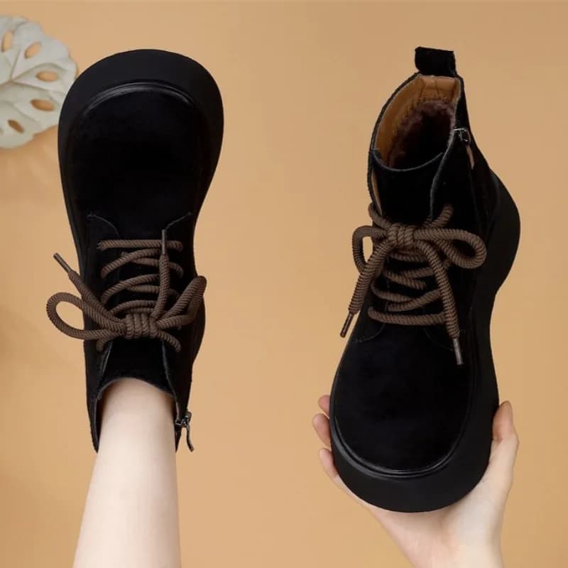 Scarpe stringate da donna con plateau Stivaletti in pelle scamosciata moda 2025 Stivaletti invernali firmati Nuove sneakers accoglienti Abito Zapatillas Mujer