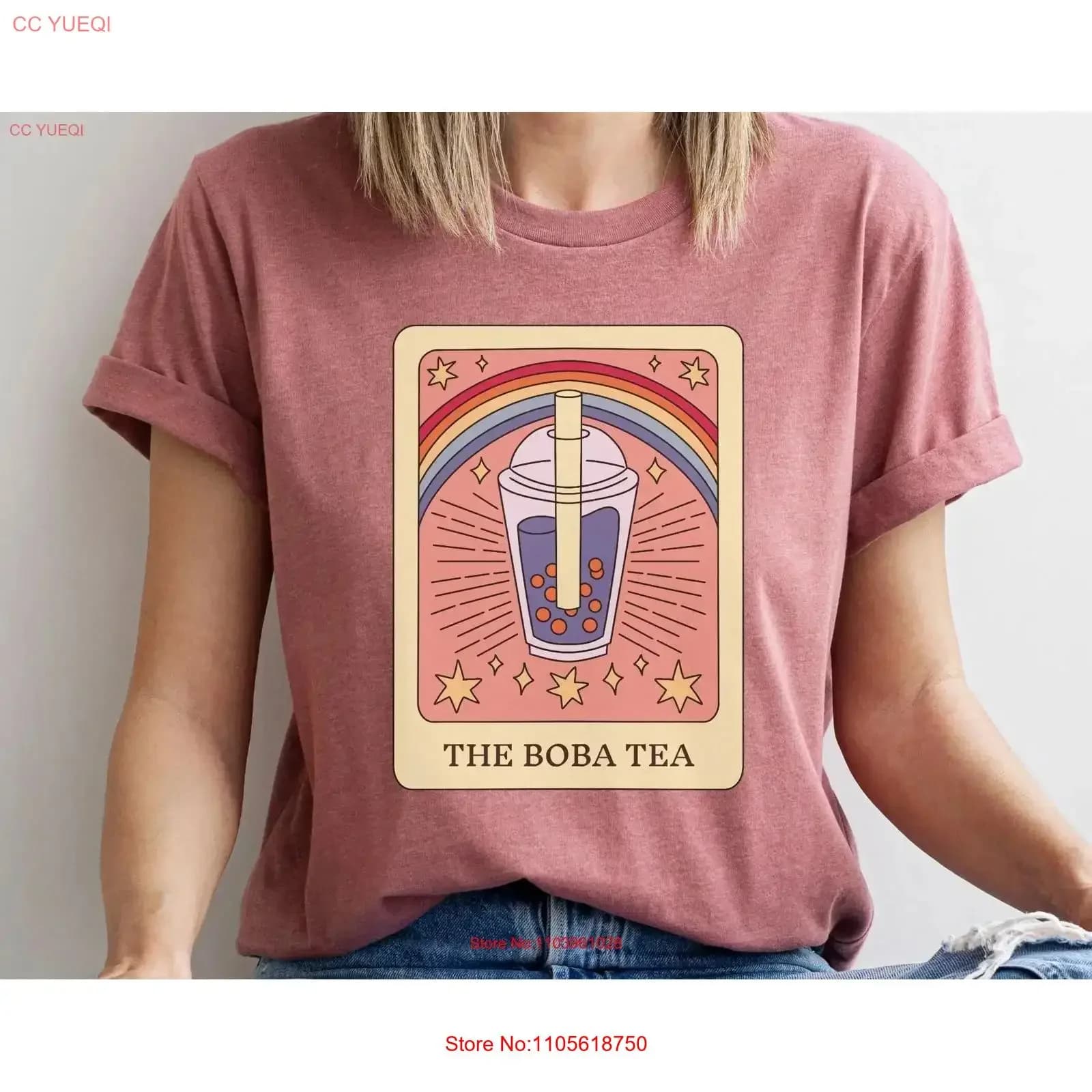 Boba Milk Tea T Shirt Tarot Card Bubble K Drama Bestie vintage Washed Soft Top For Everyday Wear Slightly Versatile Stylish