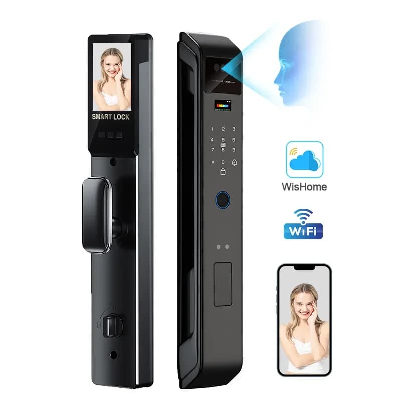 Serratura Intelligente WiFi Enrique Wishome con Riconoscimento Facciale 3D e Impronta Digitale, Telecamera Integrata per Porte in Alluminio, con Scheda di Memoria