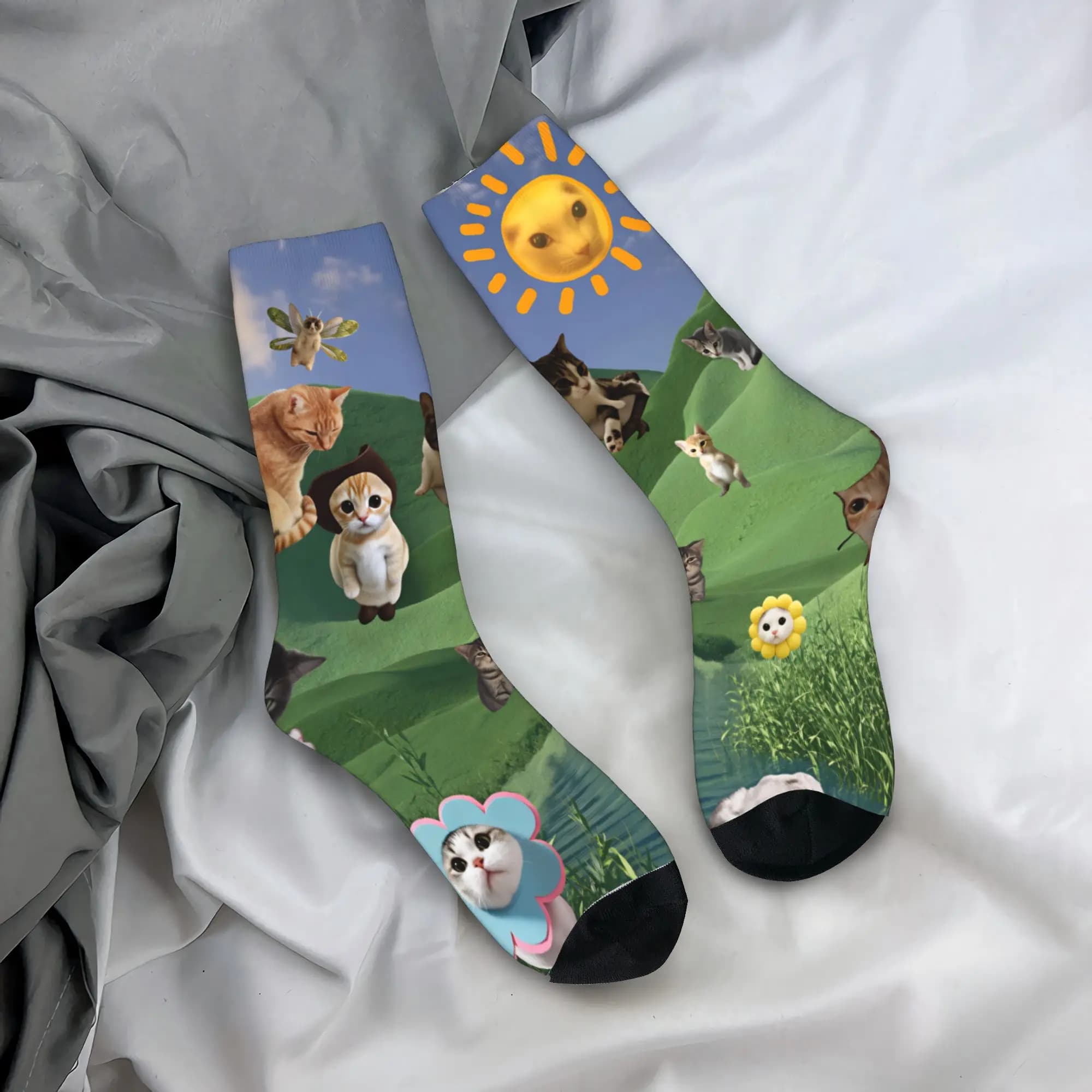 Internet Famous Meowl Cat Owl Meme Socks Gothic Stockings Couple Warm Soft Climbing Socks Autumn Design Anti Skid Socks