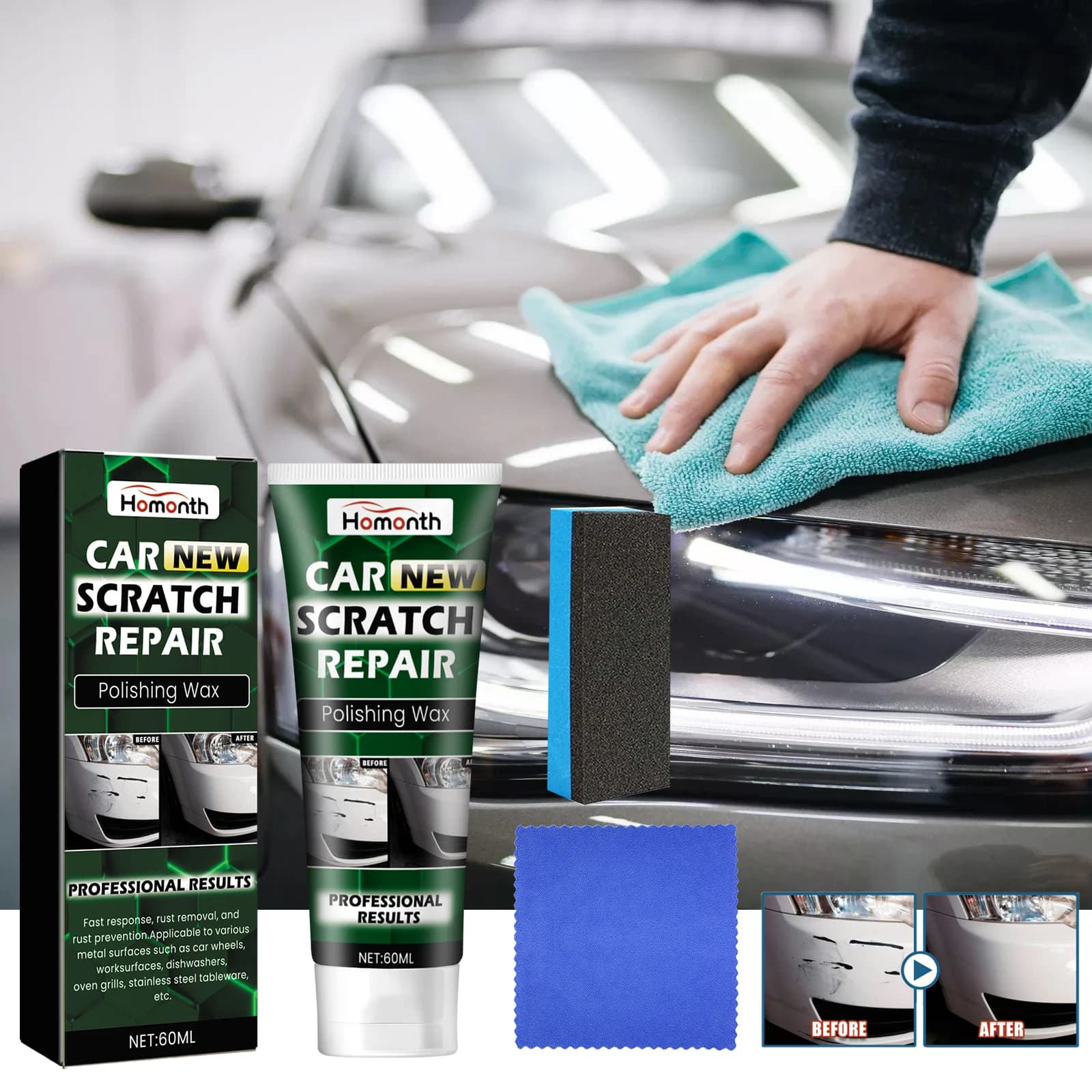 Homonth Auto Riparazione Graffi Cera Auto Swirl Remover Graffi Riparazione Crema Lucidante Auto Corpo Rettifica Composto Cera Antigraffio