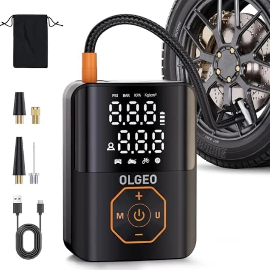 Compressore d'aria portatile per pneumatici 160PSI con manometro digitale, luce LED e spegnimento automatico