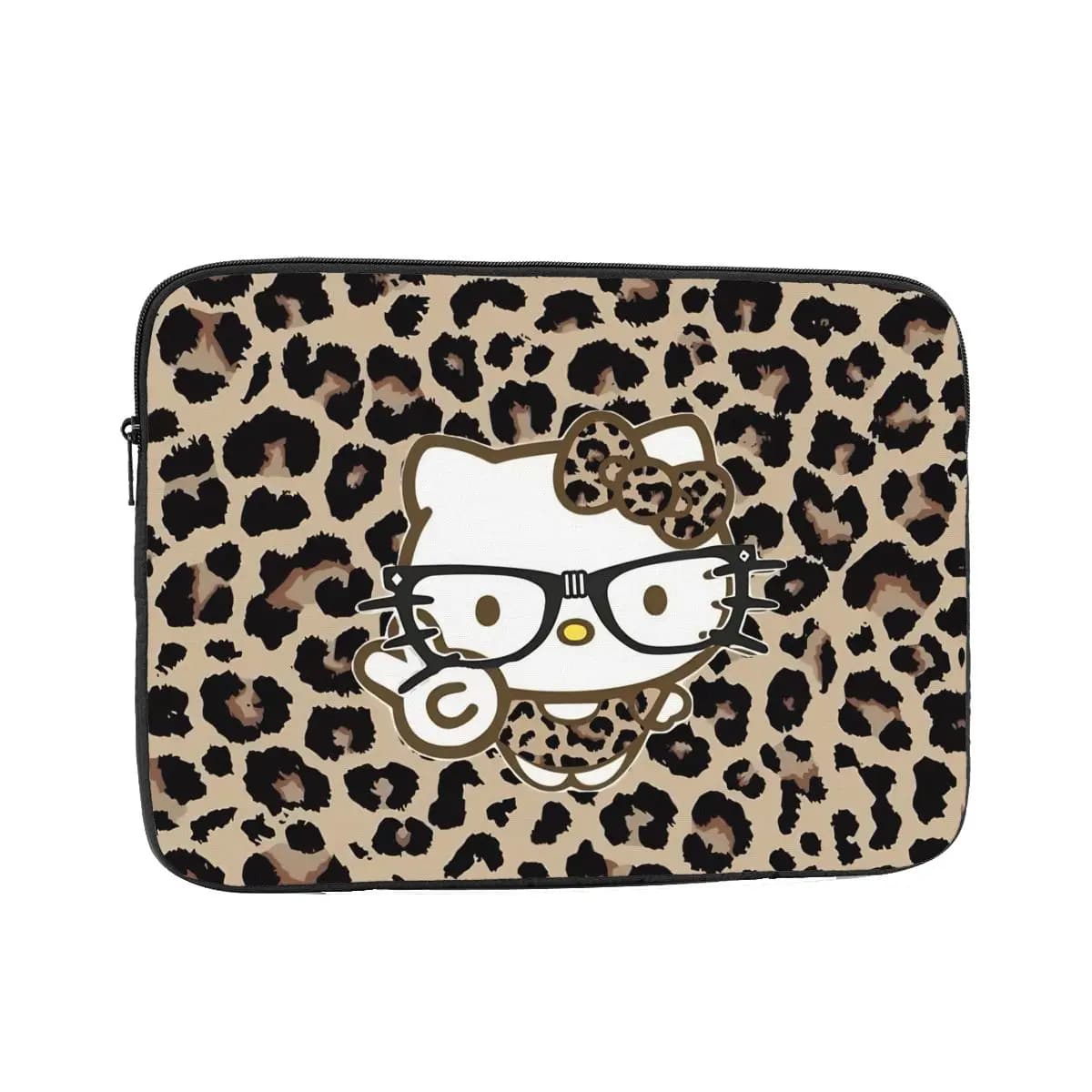 Borsa per Laptop e Tablet Hello Kitty con Stampa Leopardata, Custodia Antiurto da 12, 13, 15, 17 Pollici